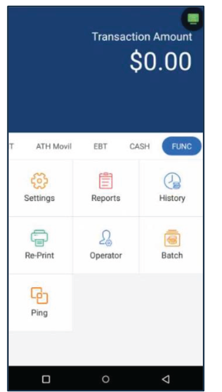 Presione Functions luego. Presione Ping.